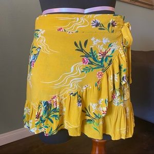 Cotton On Yellow Faux Wrap Mini Skirt Small